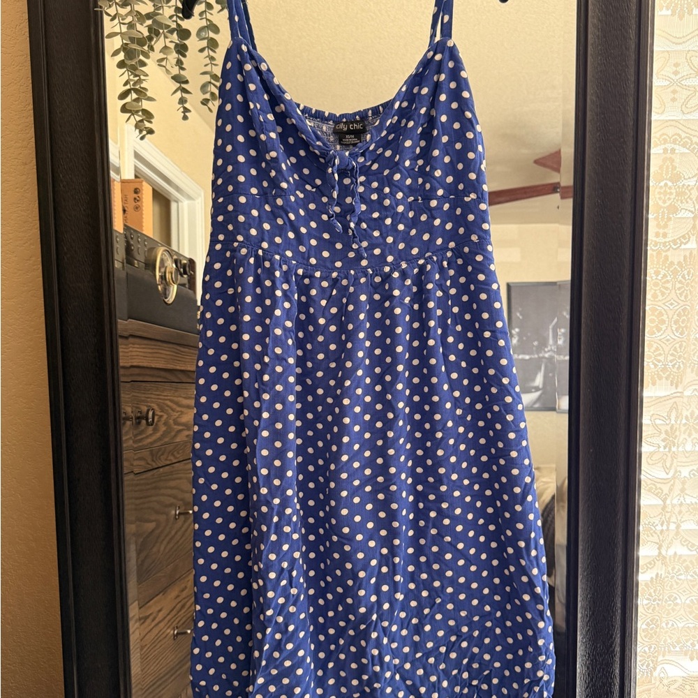 City Chic Navy Dress with White Dots